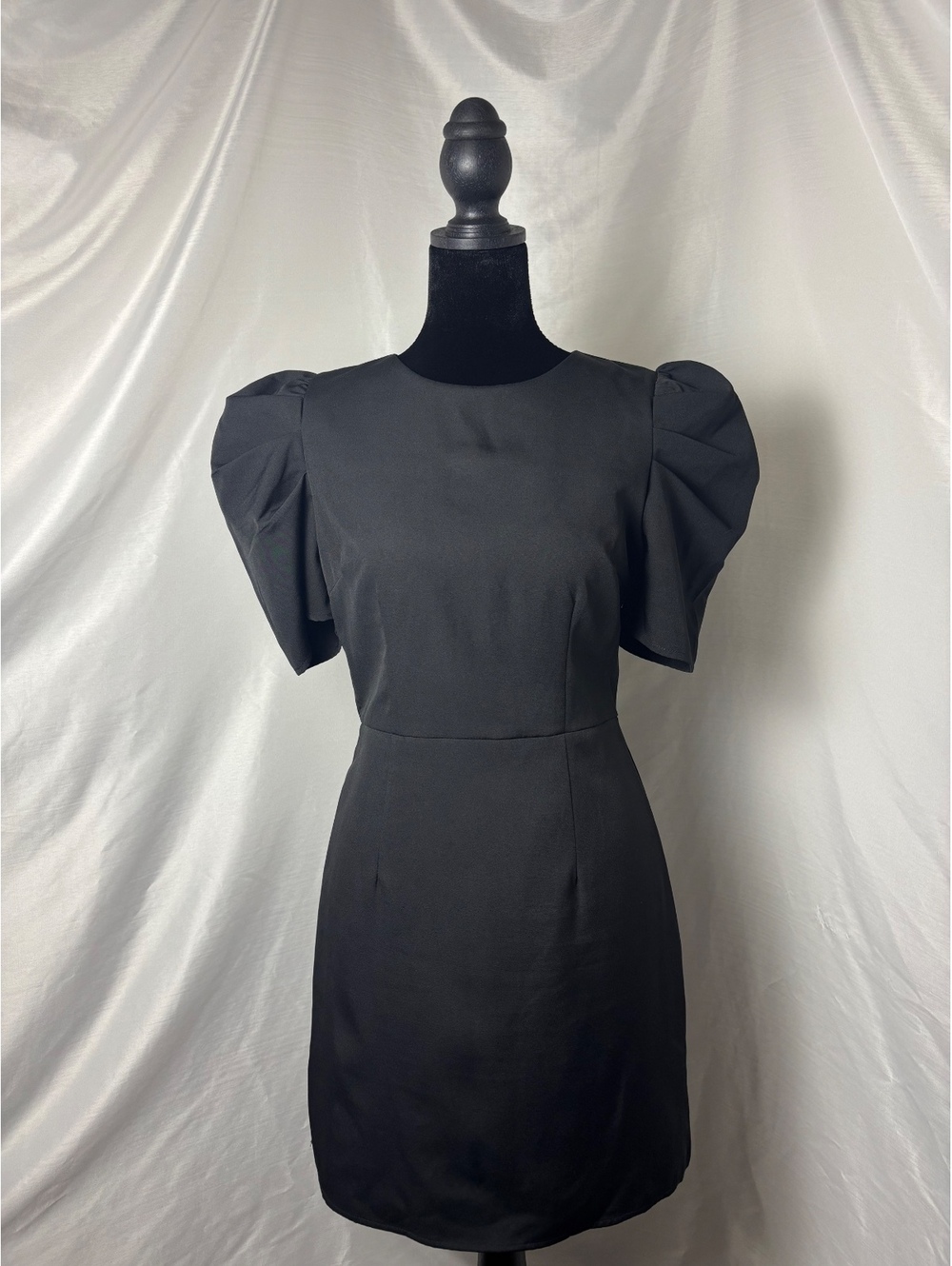 TCGC Black Puff Sleeve Mini Dress, Size Small, Elegant and Chic